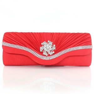 Ladylike Rhinestone Lily Wrinkle Decorated Evening Clutch