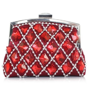 Noble Geometrisk Plaid Rhinestone Evening Clutch