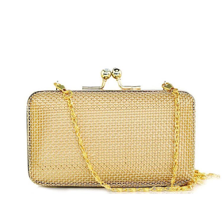 Plain Golden Chain Women Clutch