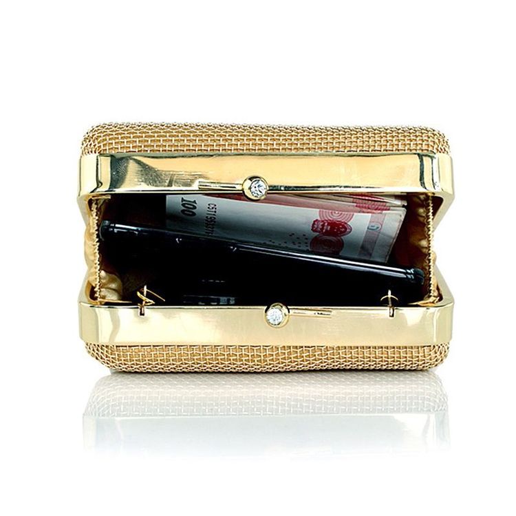 Plain Golden Chain Women Clutch