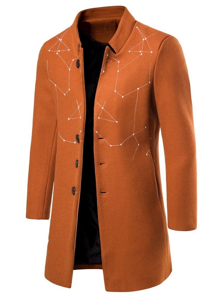 Color Block Button Stand Collar Korean Men's Coat