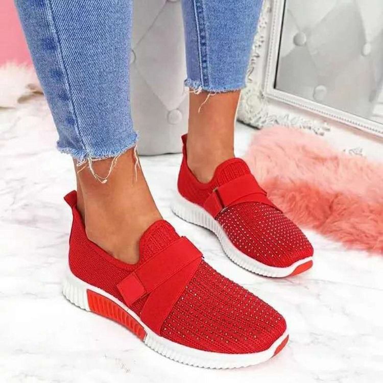 Kvinders Slip-on Rhinestone Round Toe Casual Sneakers