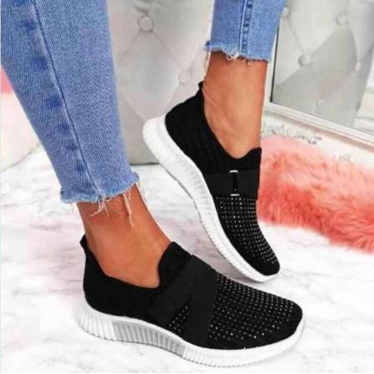 Kvinders Slip-on Rhinestone Round Toe Casual Sneakers