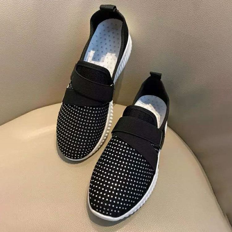 Kvinders Slip-on Rhinestone Round Toe Casual Sneakers