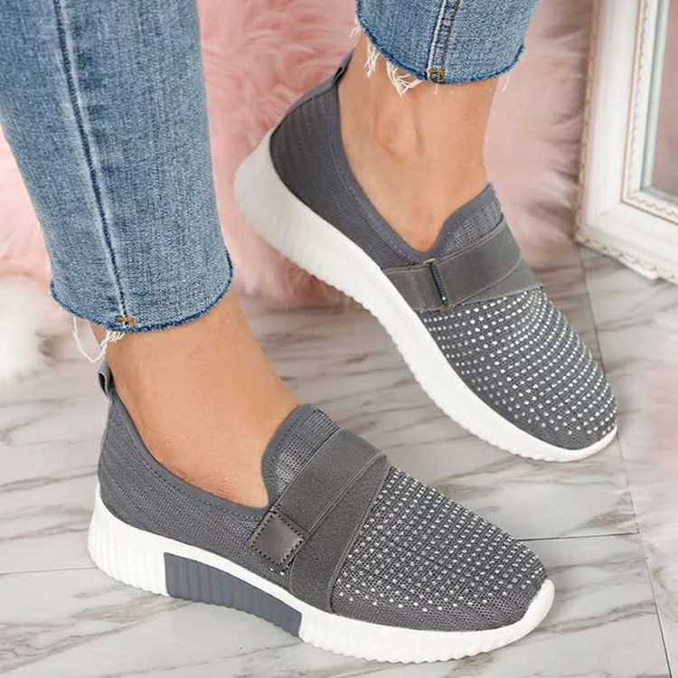 Kvinders Slip-on Rhinestone Round Toe Casual Sneakers