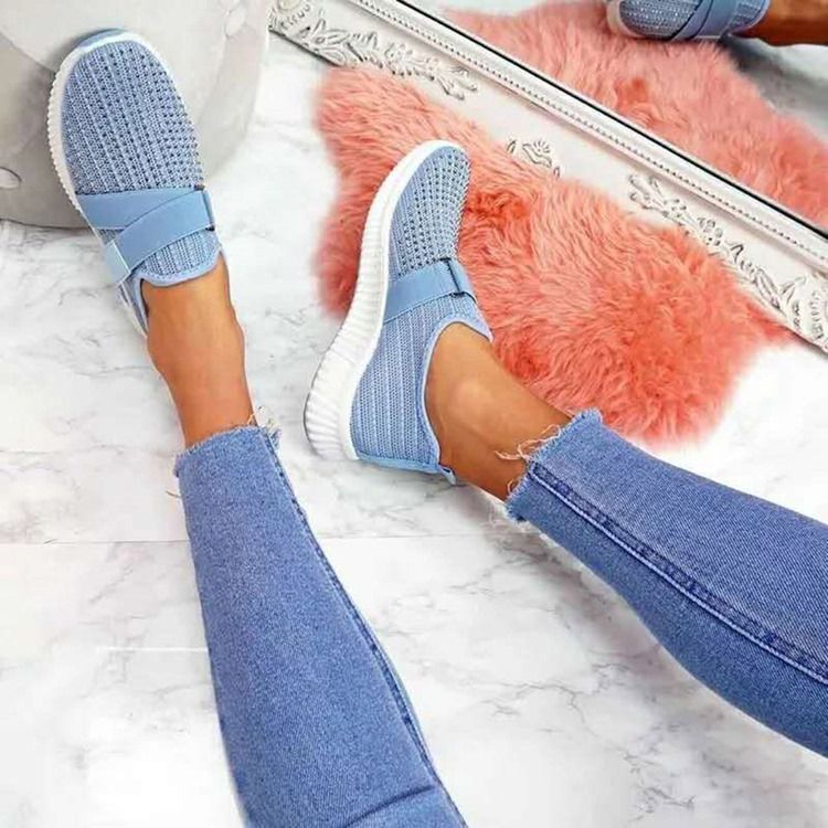 Kvinders Slip-on Rhinestone Round Toe Casual Sneakers