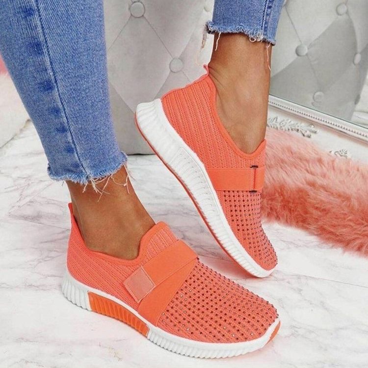 Kvinders Slip-on Rhinestone Round Toe Casual Sneakers