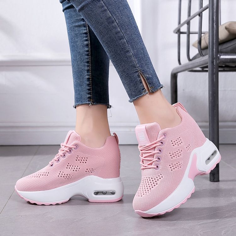 Mesh Lace-up Wedge Heel Kvinders Sneakers