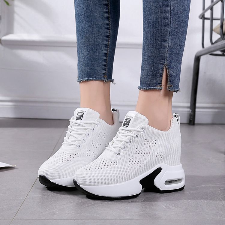 Mesh Lace-up Wedge Heel Kvinders Sneakers