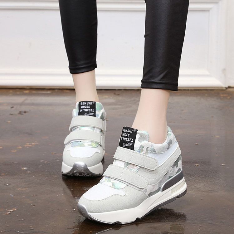 Patchwork Camouflage Platform Velcro Sneakers Til Kvinder