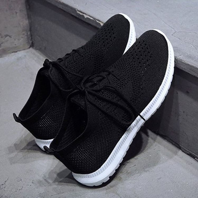 Round Toe Lace-up Low-cut Upper Plain Kvinders Sneakers