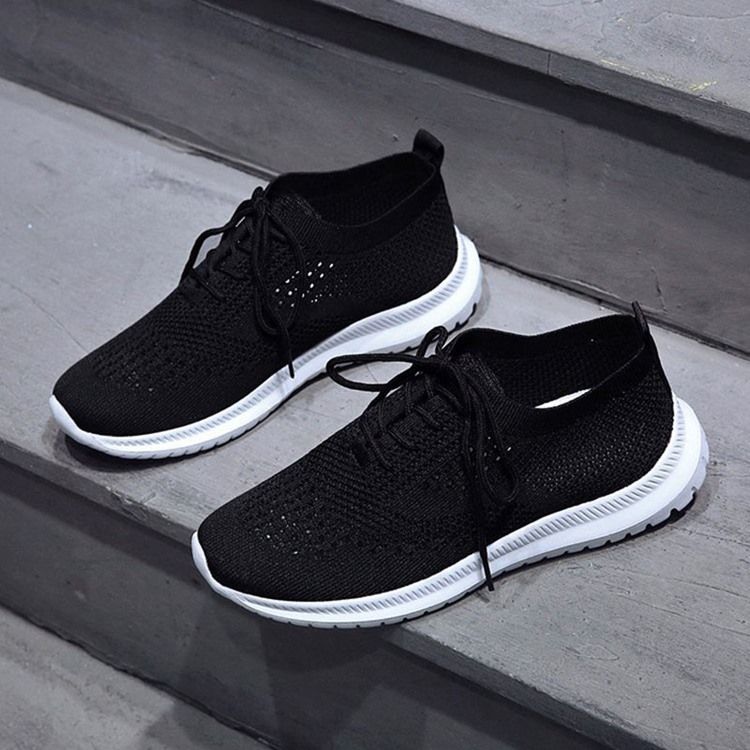 Round Toe Lace-up Low-cut Upper Plain Kvinders Sneakers