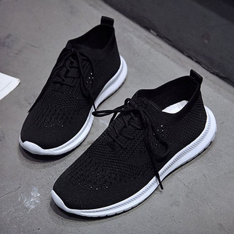 Round Toe Lace-up Low-cut Upper Plain Kvinders Sneakers