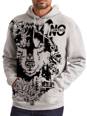 Animal Pullover Pocket Pullover Slim Hoodies Til Mænd