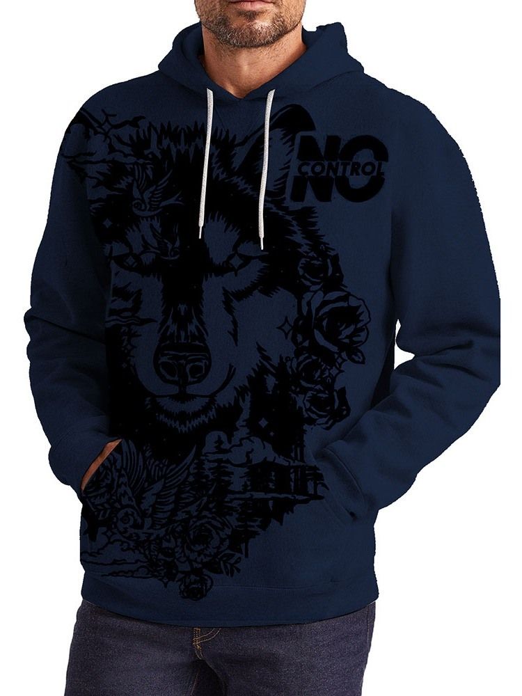 Animal Pullover Pocket Pullover Slim Hoodies Til Mænd