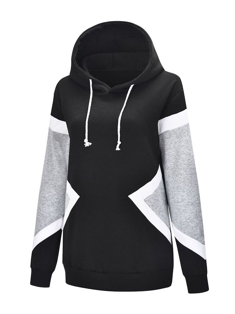 Color Block Regular Mid-length Women's Slim Hoodie Til Kvinder