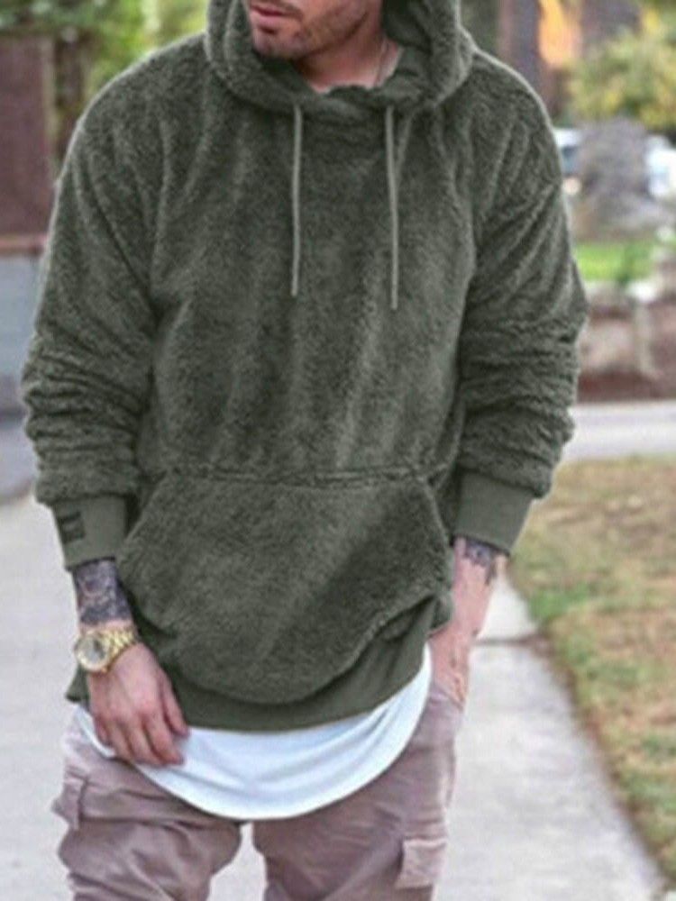 Plain Thick Pocket Style Hoodies Til Mænd