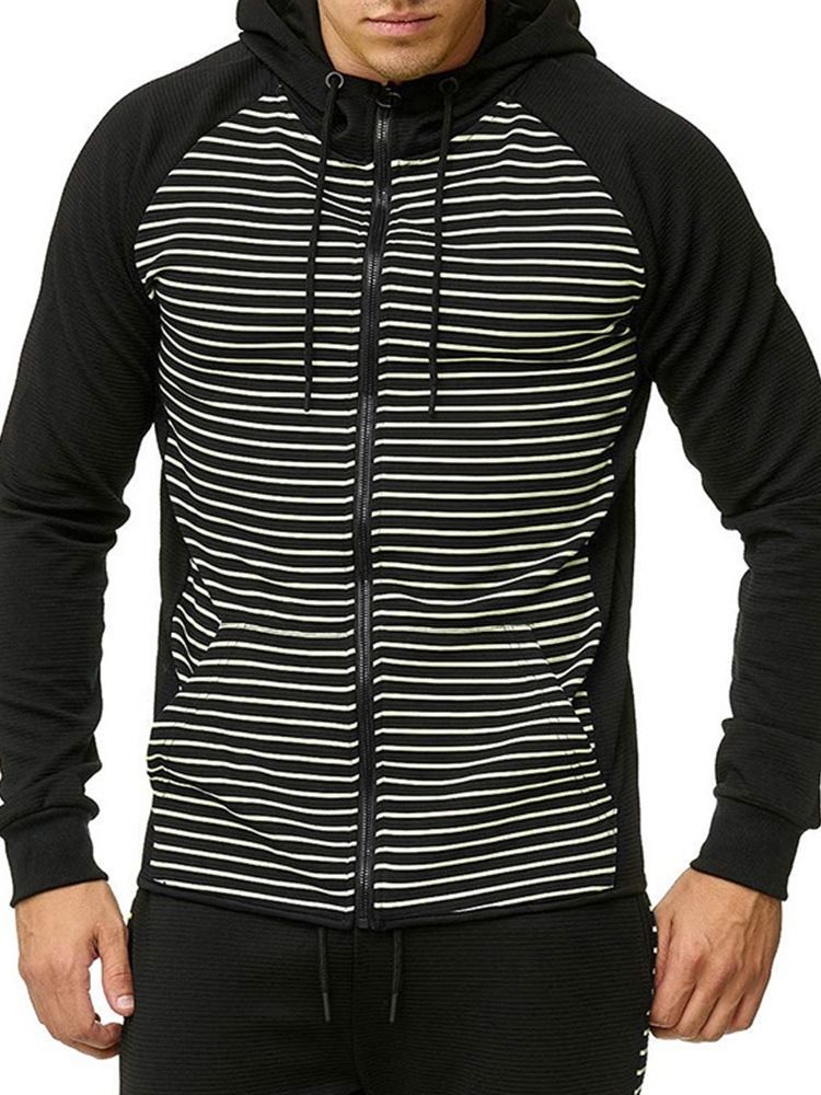 Pocket Cardigan Stripe Casual Herretrøjer