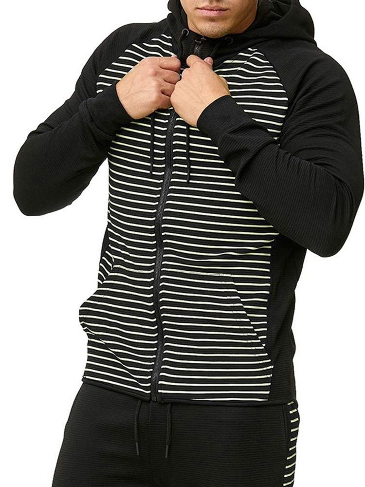 Pocket Cardigan Stripe Casual Herretrøjer