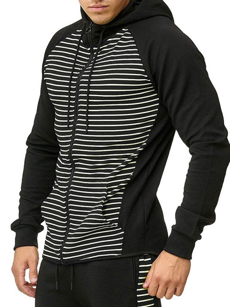 Pocket Cardigan Stripe Casual Herretrøjer