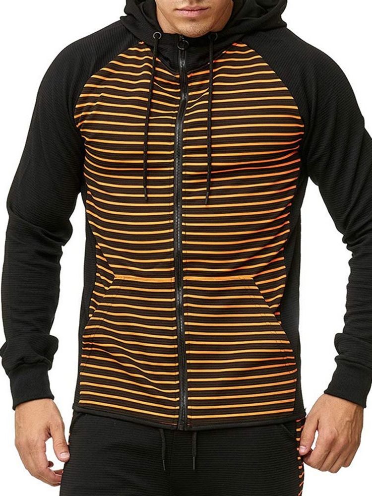 Pocket Cardigan Stripe Casual Herretrøjer