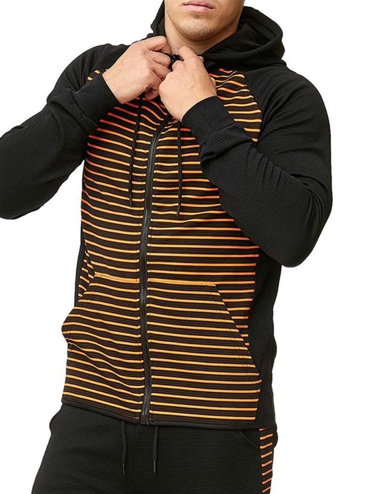 Pocket Cardigan Stripe Casual Herretrøjer