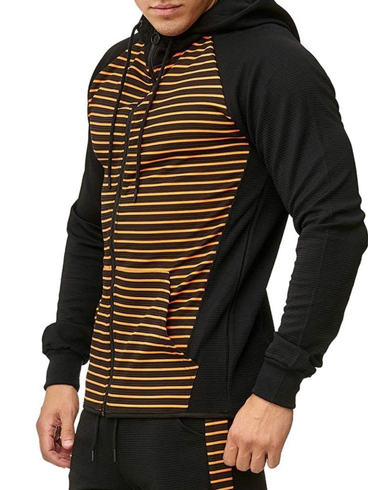 Pocket Cardigan Stripe Casual Herretrøjer