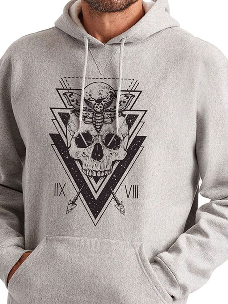 Pocket Pullover Skull Slim Slim Hoodies Til Mænd