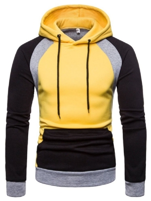 Pullover Color Block Pocket Hooded Slim Hoodies Til Mænd