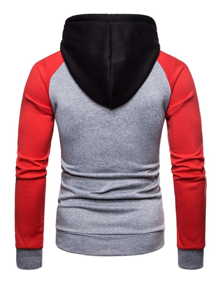 Pullover Color Block Pocket Hooded Slim Hoodies Til Mænd