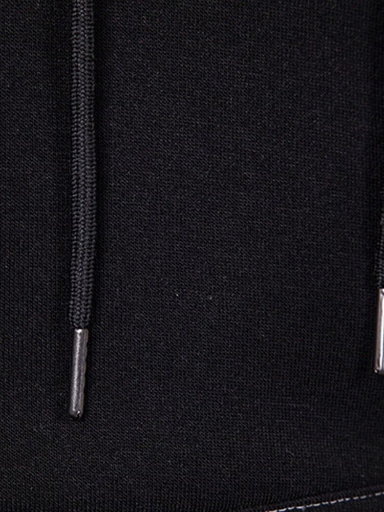 Pullover Pocket Plain Slim Mænds Hættetrøjer