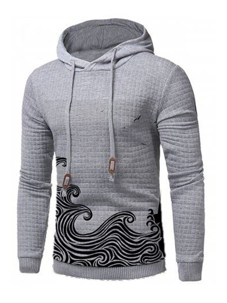 Pullover Print Slim Slim Hoodies Til Mænd