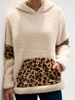 Regular Leopard Fall Hooded Hoodie Til Kvinder