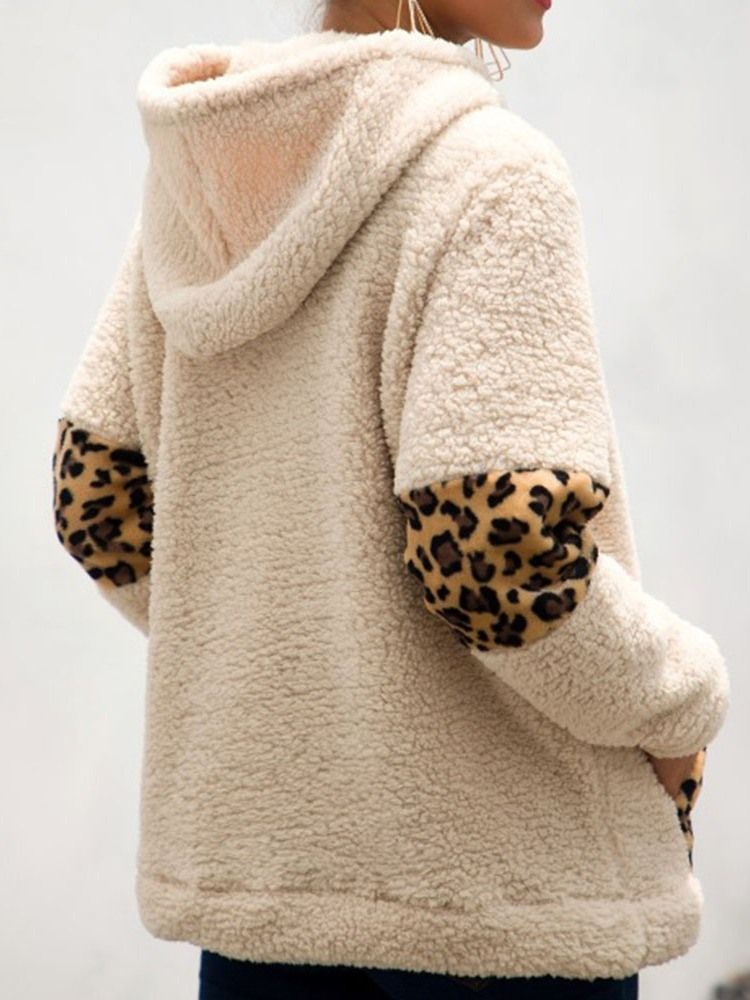 Regular Leopard Fall Hooded Hoodie Til Kvinder