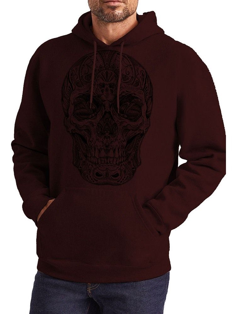 Skull Print Pullover Hættetrøjer Til Mænd