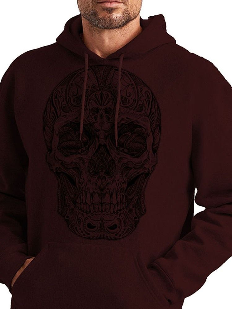 Skull Print Pullover Hættetrøjer Til Mænd