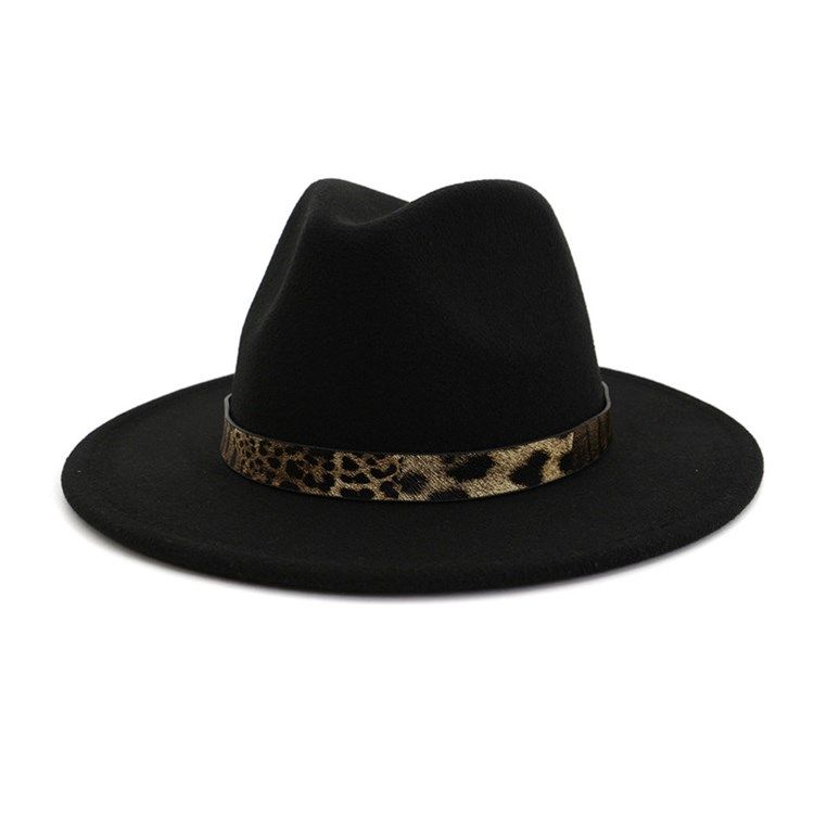 Fedora Hat Print Leopard Vinterhatte Til Kvinder