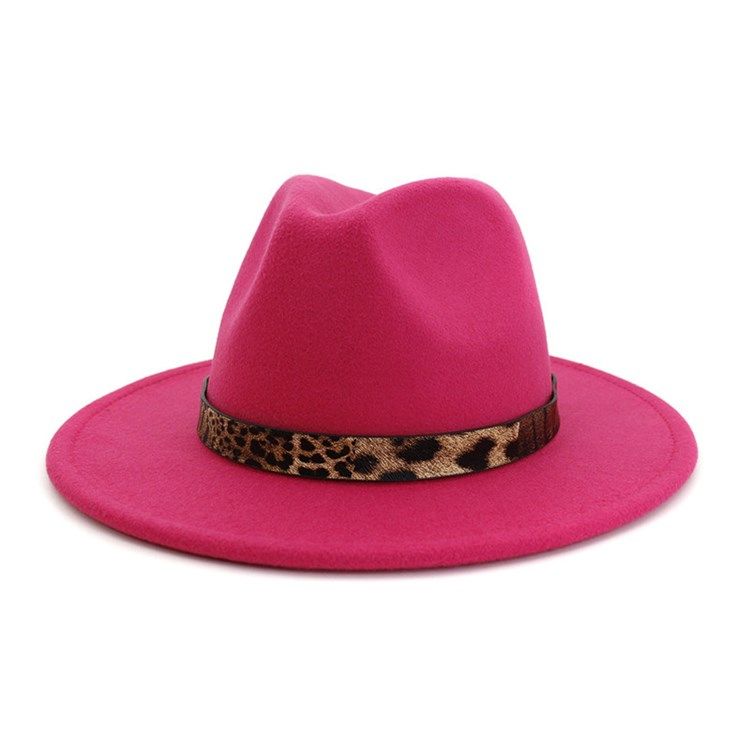 Fedora Hat Print Leopard Vinterhatte Til Kvinder