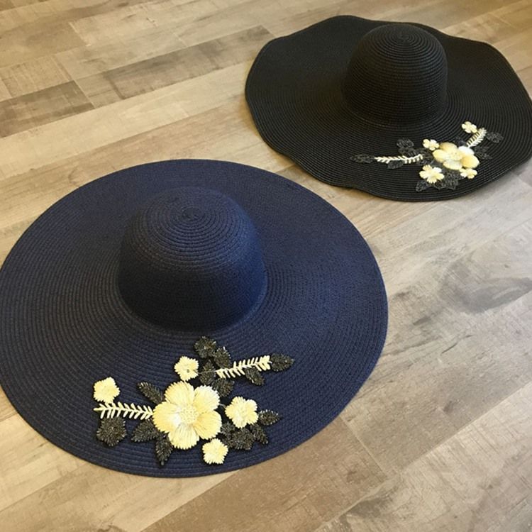 Floral Solhat Til Broderi Til Kvinder