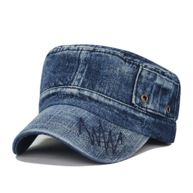 Herre Sport Washed Denim Peaked Cap