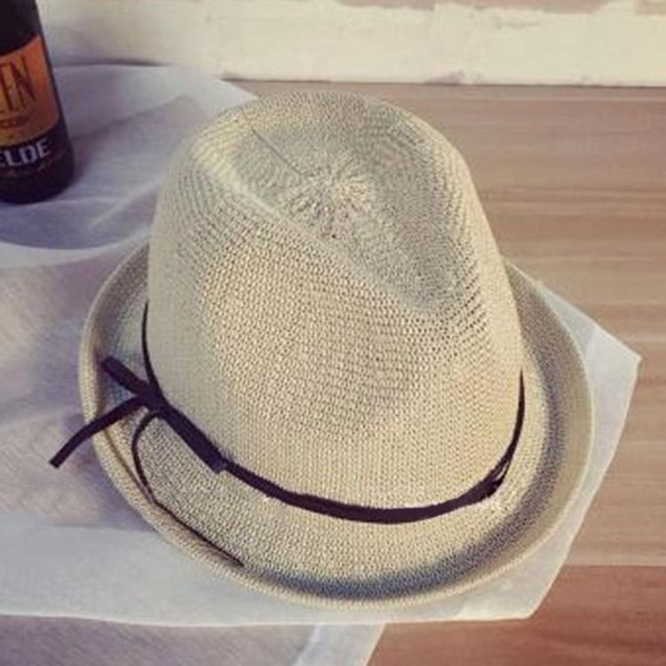 Jazz Hat Bowknot Straw Sunhat For Women