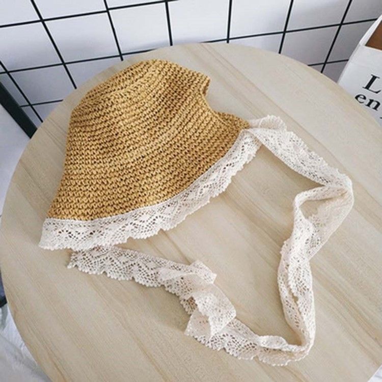 Kvinder Lace Straw Hollow Summer Hats