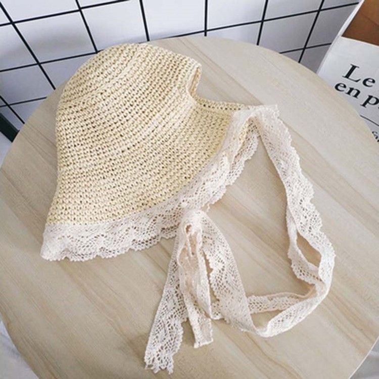 Kvinder Lace Straw Hollow Summer Hats