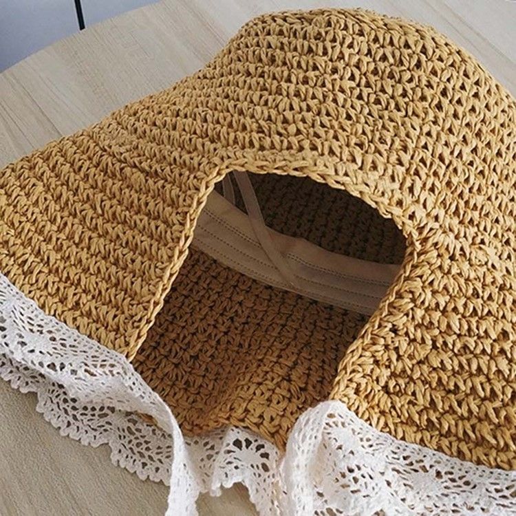 Kvinder Lace Straw Hollow Summer Hats