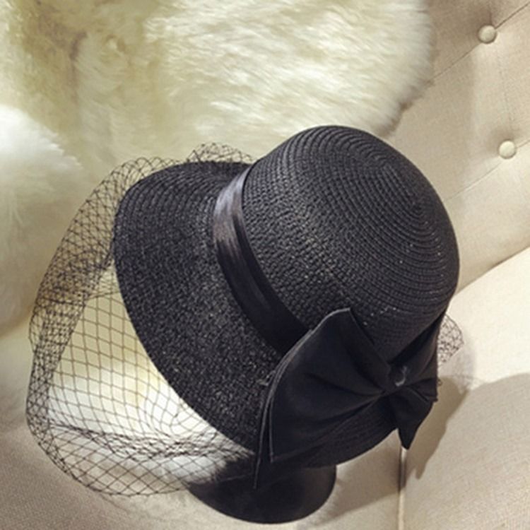 Kvinder Mesh Straw Plain Summer Hat