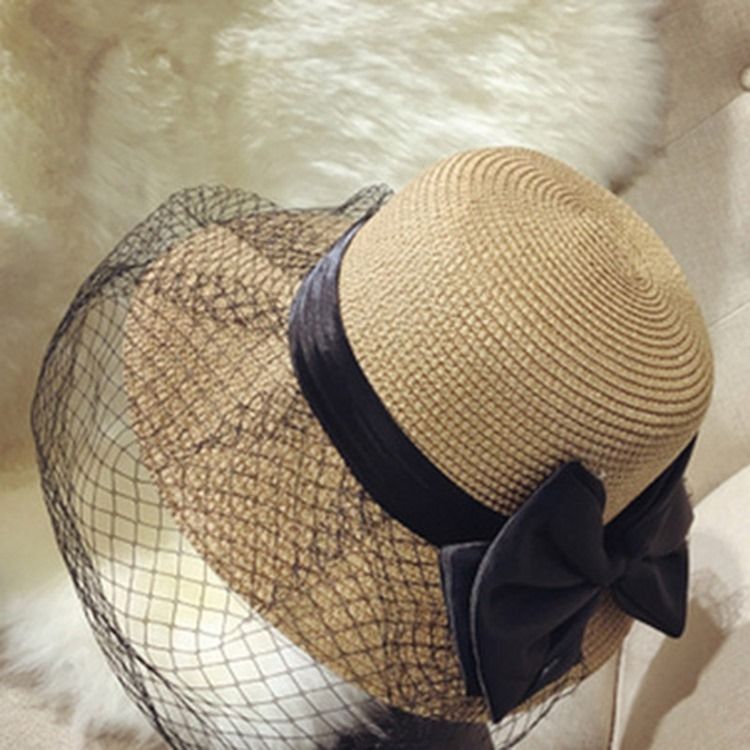 Kvinder Mesh Straw Plain Summer Hat