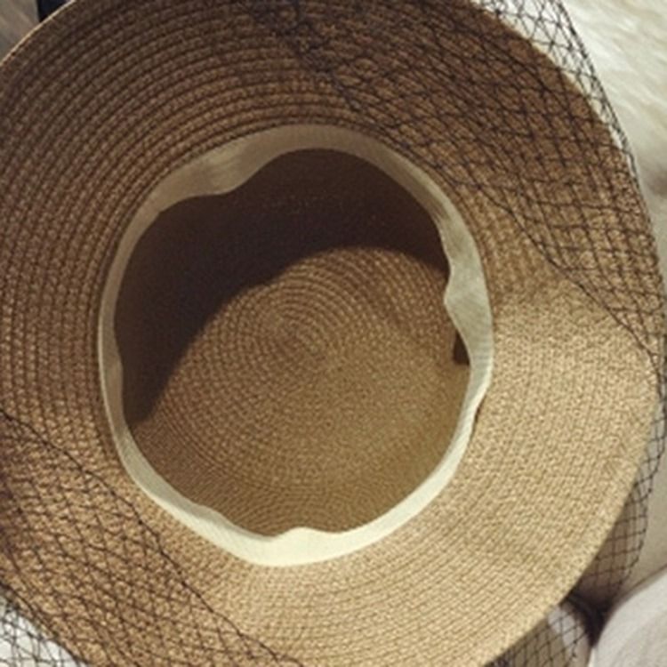 Kvinder Mesh Straw Plain Summer Hat