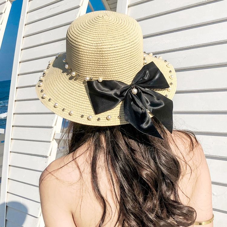 Kvinders Pearl Bowknot Sunhat