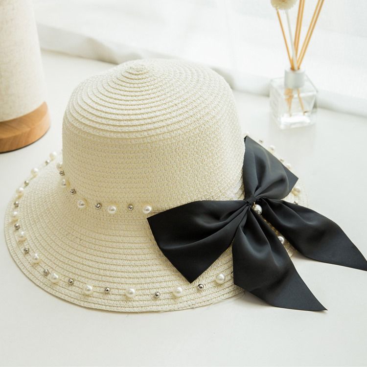 Kvinders Pearl Bowknot Sunhat