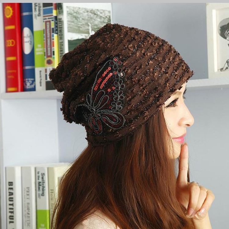 Sweet Soild Color Paillette Lace Butterfly Women's Hat